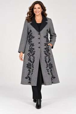 Midnight Velvet Seraphina Herringbone Embroidered Long Coat Duster Womens XL NWT